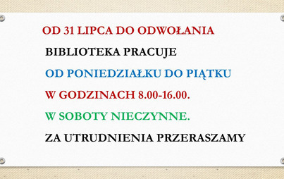 Zdjęcie do Uwaga! Zmiana godzin pracy