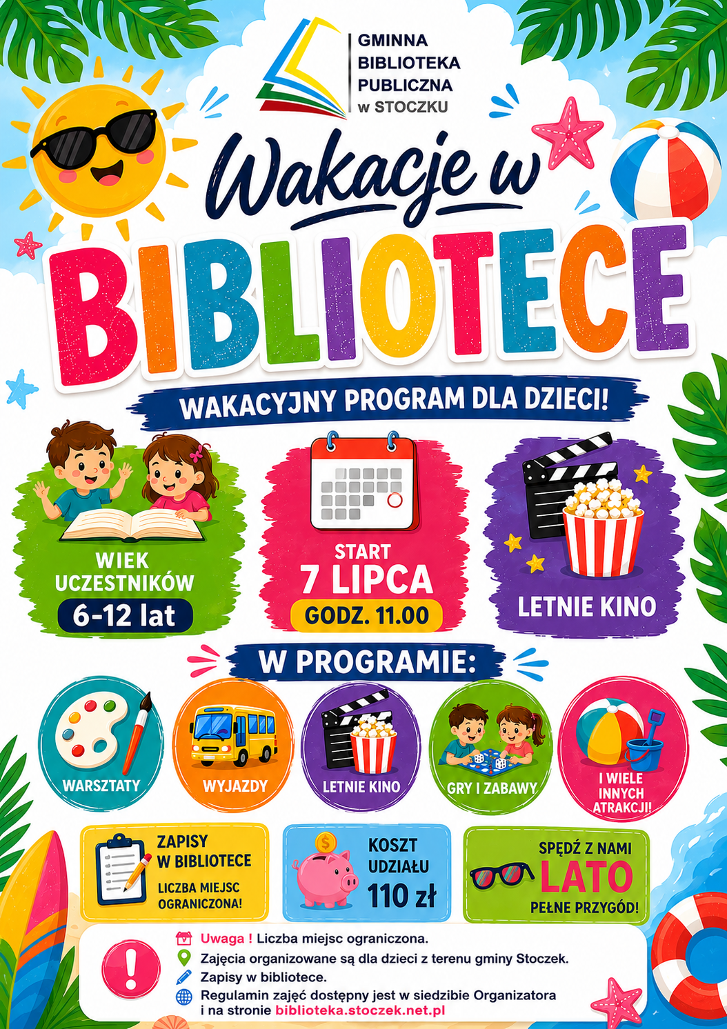 Plakat Wakacje w&nbsp;BIBLIOTECE 2026