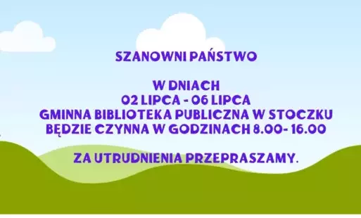 Informacja o zmianie godizn pracy