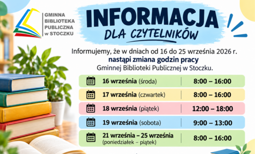 Informacja o zmianie godzin pracy